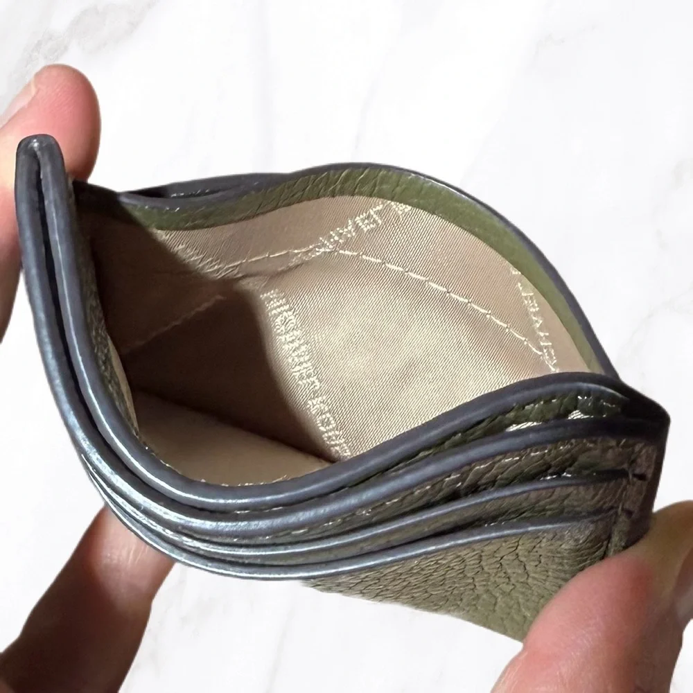 Michael Kors Olive Green‎ Reed Large Pebbled 100% Leather Card Case
